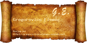 Gregorovics Elemér névjegykártya